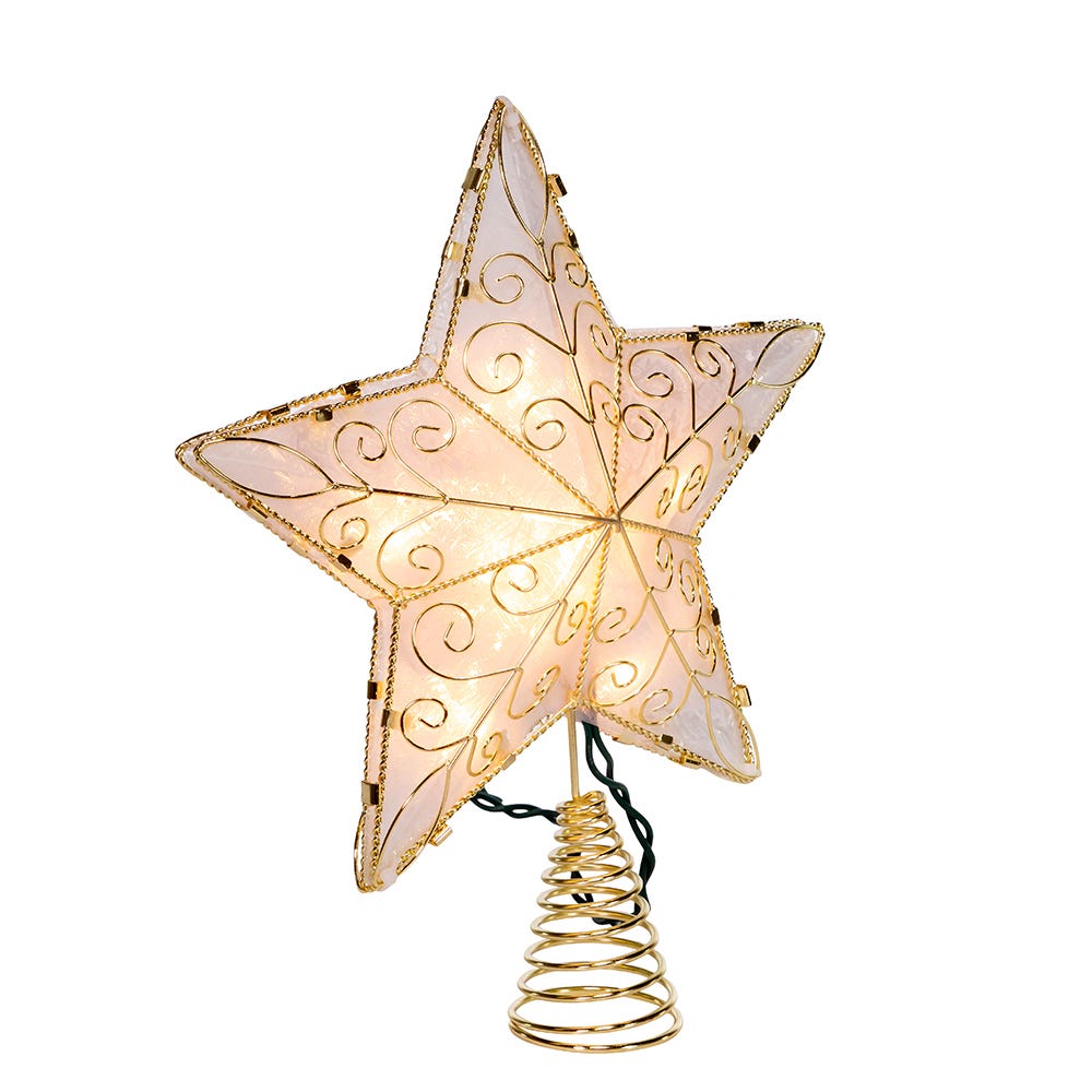 Kurt Adler UL 10-Light 8.5-Inch Gold Reflector Star Treetop